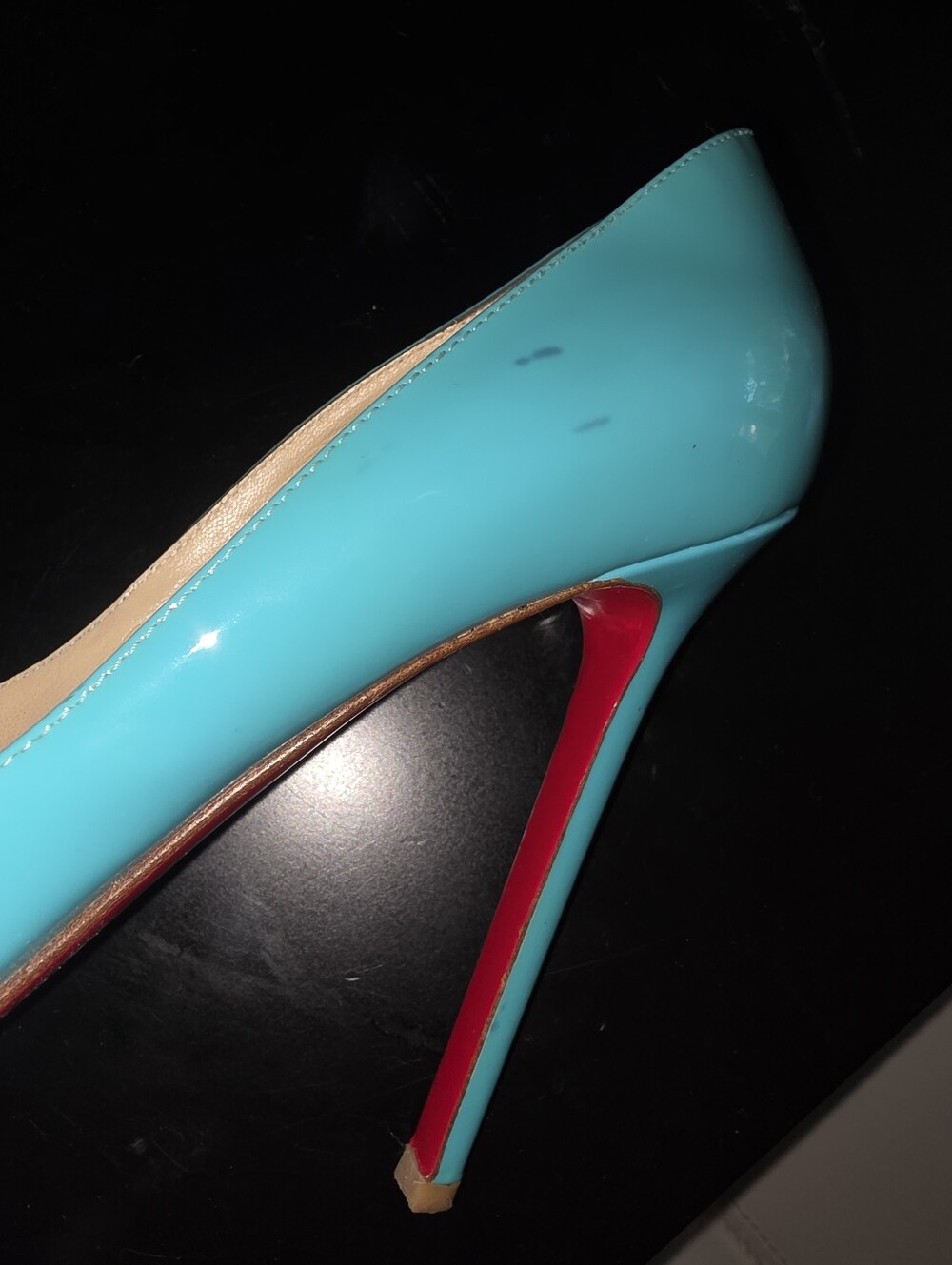 Christian Louboutin Aqua Turquoise Patent Leather Pointed-Toe Pumps 39 Kate - Picture 7 of 8
